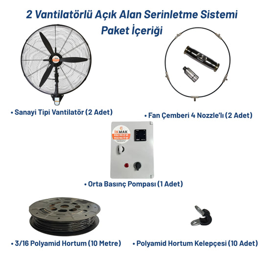 2 Vantilatörlü Açık Alan Serinletme Ve Soğutma Sistemi (Misting Sistemi) Heater Shop