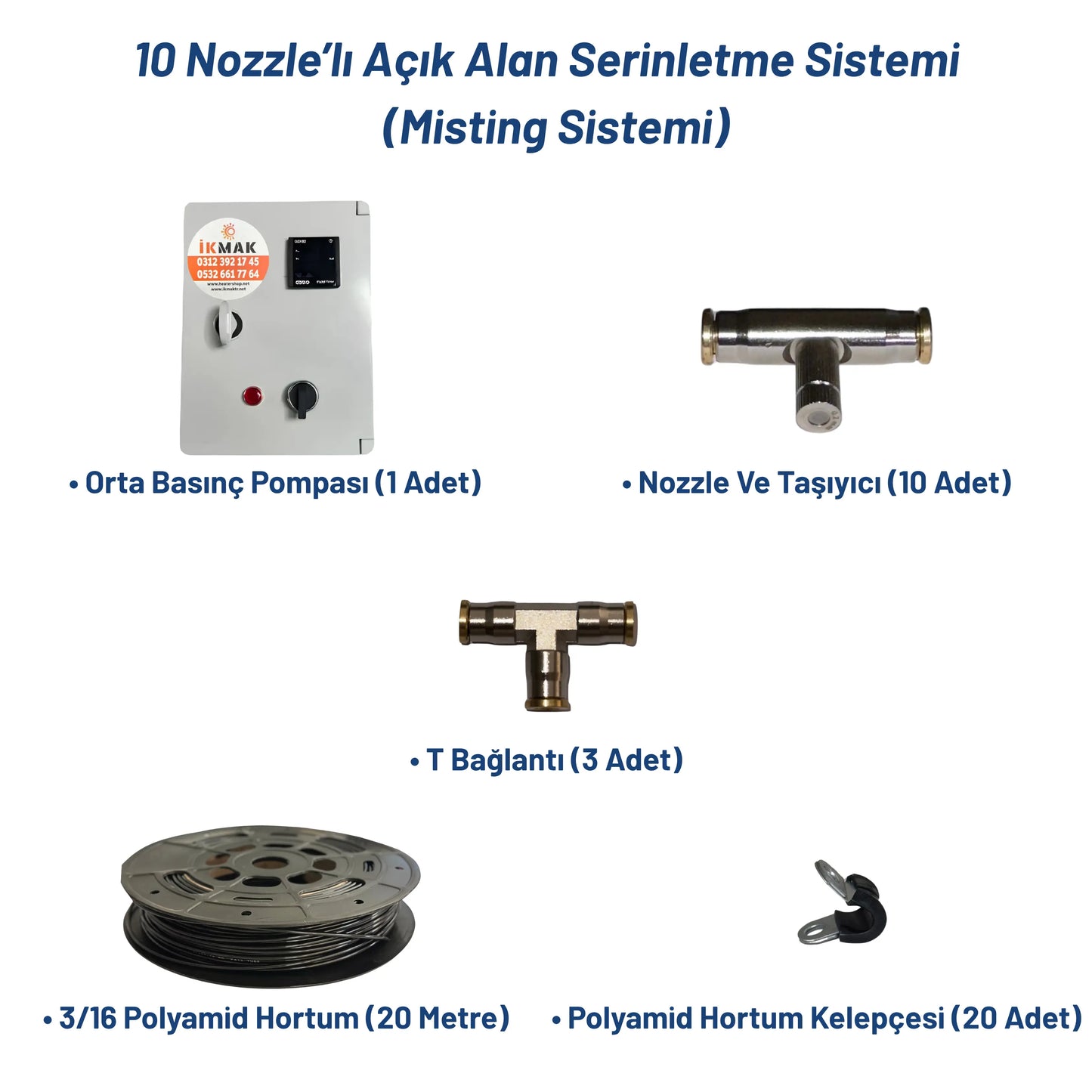 10 Nozzle’lı Açık Alan Serinletme Sistemi (Misting Sistemi) Heater Shop