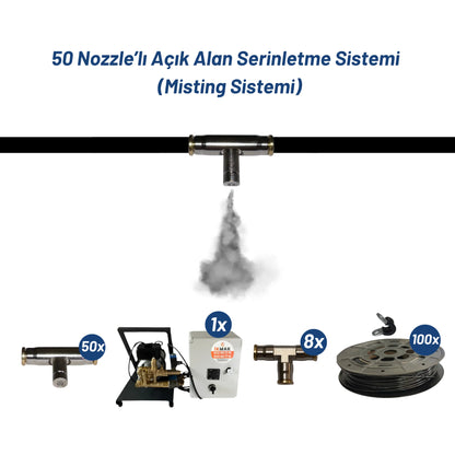 50 Nozzle’lı Açık Alan Serinletme Sistemi (Misting Sistemi) Heater Shop