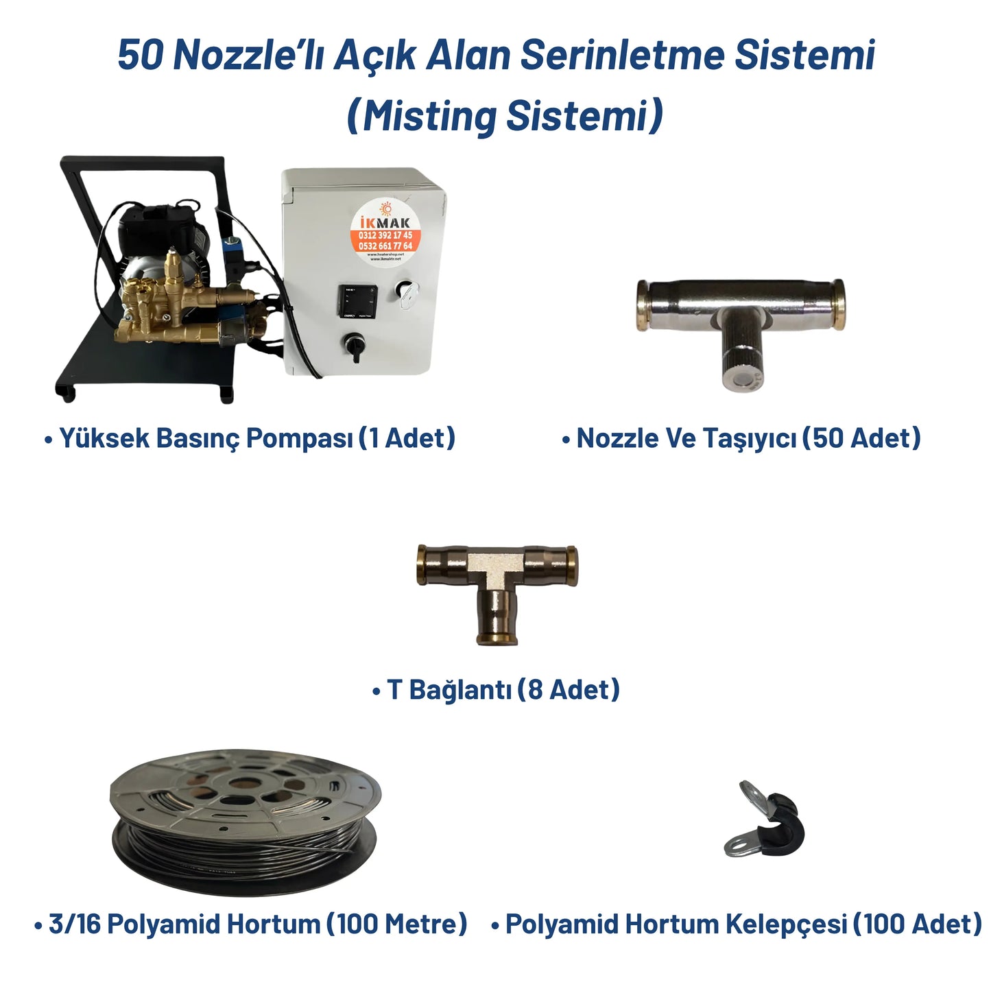 50 Nozzle’lı Açık Alan Serinletme Sistemi (Misting Sistemi) Heater Shop