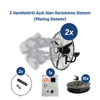 2 Vantilatörlü Açık Alan Serinletme Ve Soğutma Sistemi (Misting Sistemi)