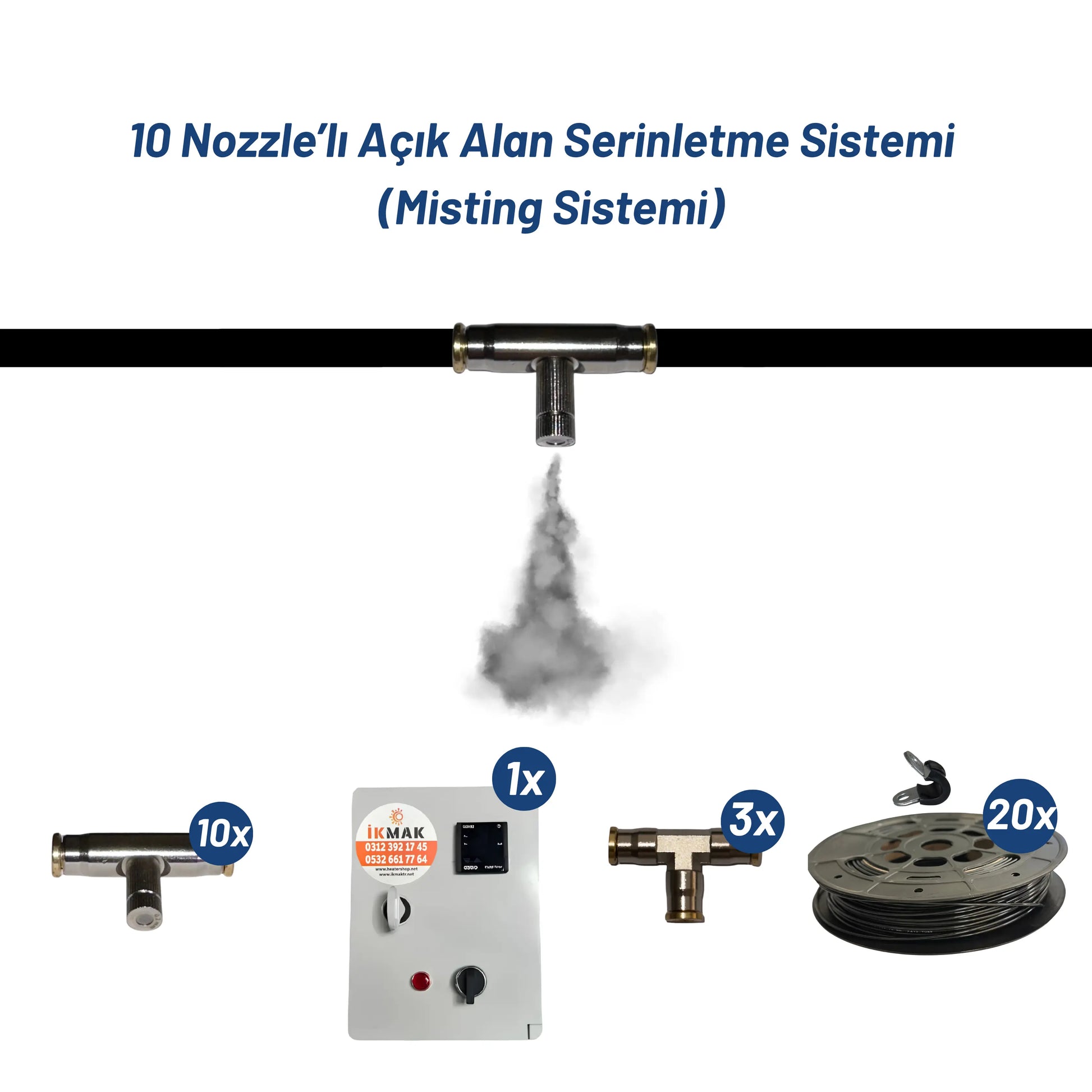 10 Nozzle’lı Açık Alan Serinletme Sistemi (Misting Sistemi) Heater Shop