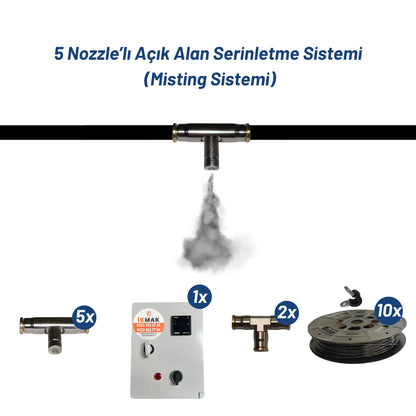 5 Nozzle’lı Açık Alan Serinletme Sistemi (Misting Sistemi) Heater Shop