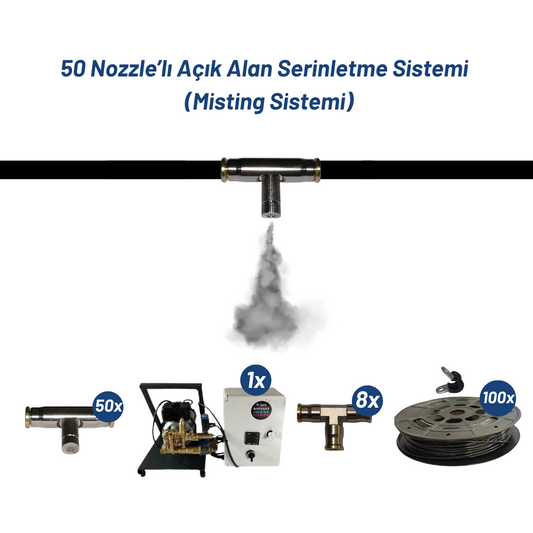 50 Nozzle’lı Açık Alan Serinletme Sistemi (Misting Sistemi)