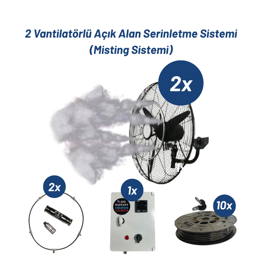 2 Vantilatörlü Açık Alan Serinletme Ve Soğutma Sistemi (Misting Sistemi)