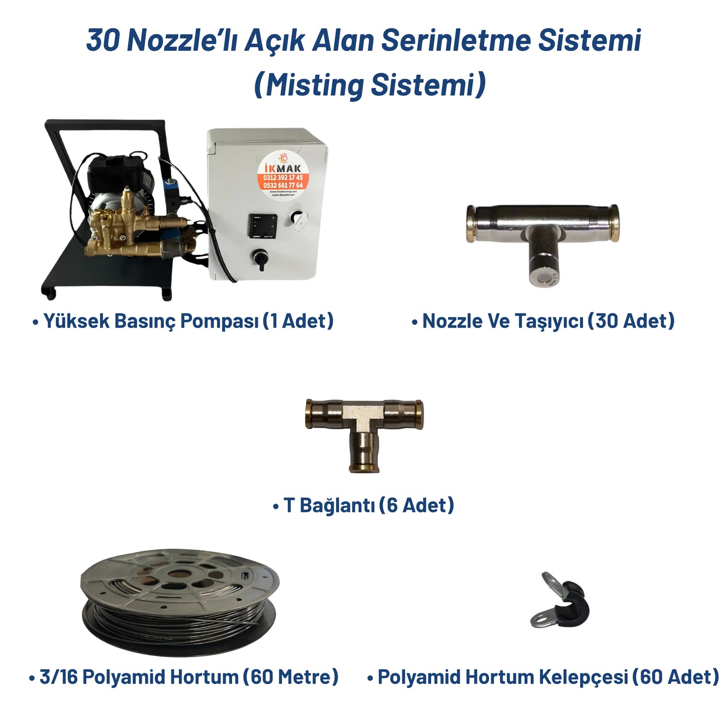 30 Nozzle’lı Açık Alan Serinletme Sistemi (Misting Sistemi) Heater Shop