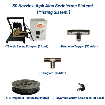 30 Nozzle’lı Açık Alan Serinletme Sistemi (Misting Sistemi) Heater Shop