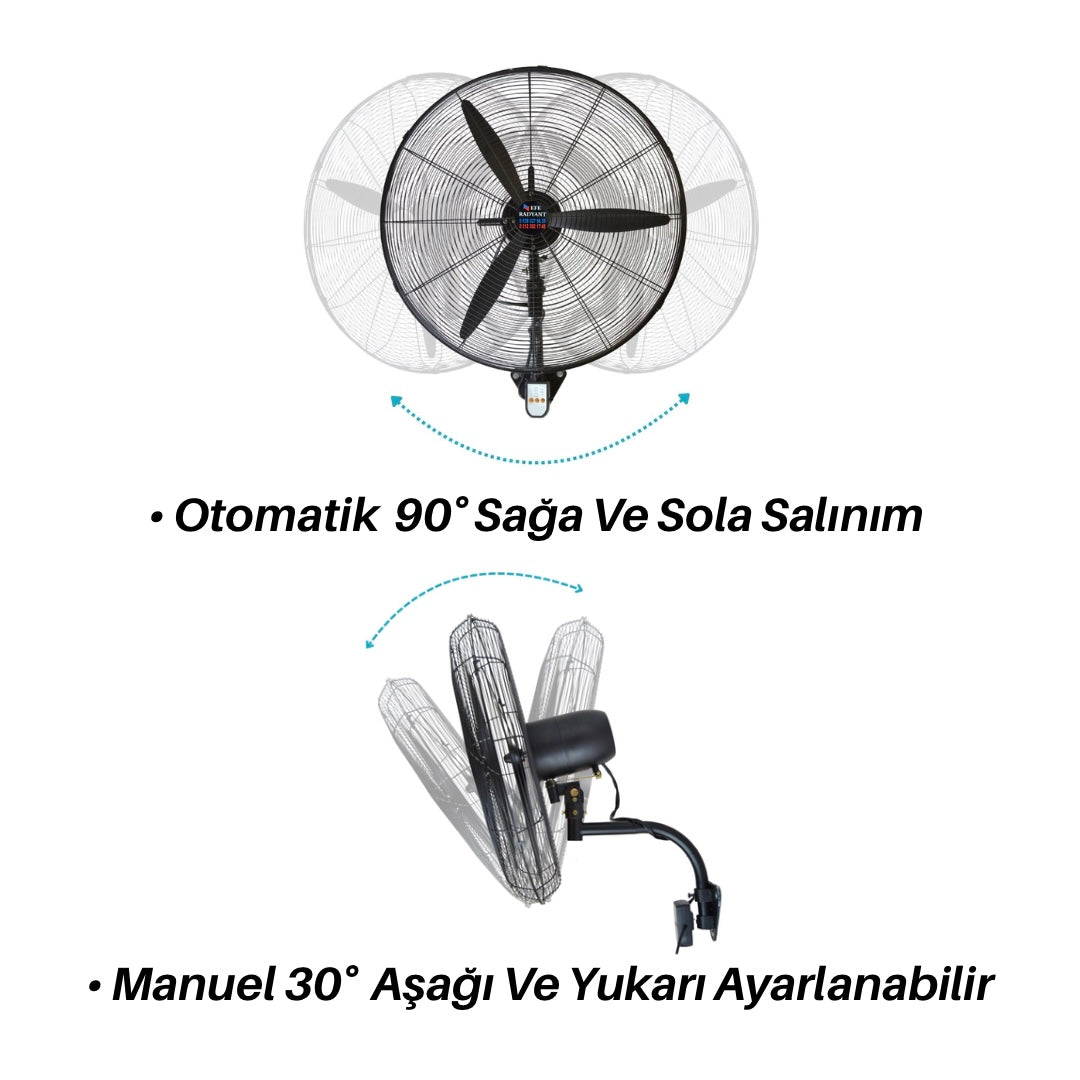 Sanayi Tipi Vantilatör Uzaktan Kumandalı Endüstriyel Fan 65 Cm (26 İnç)